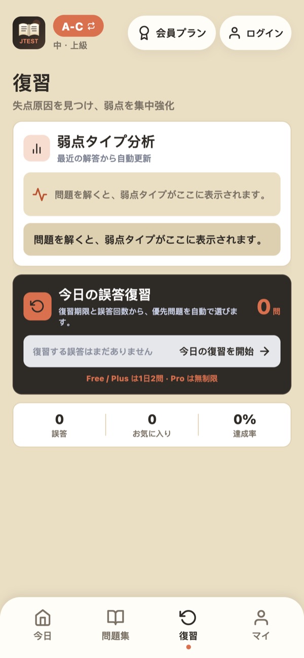 復習 — 間違いと弱点を集中強化